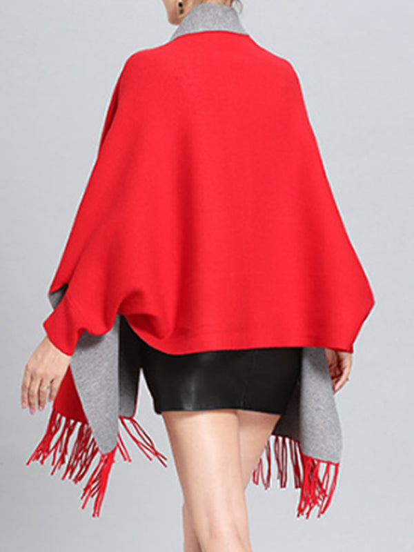 Open Front Phoenix Embroidery Fringe Hem Batwing Cape Cardigan 4