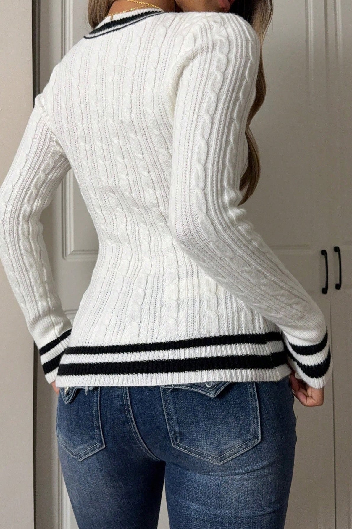 VNeck Long Sleeve Knit Sweater