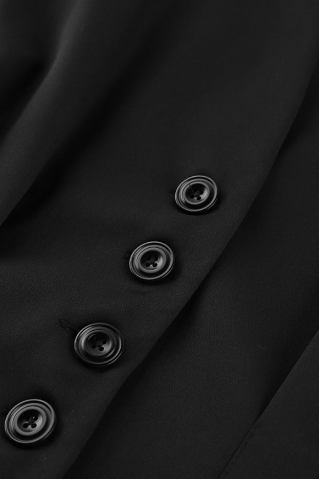 Black VNeck Ruched Waist Blazer