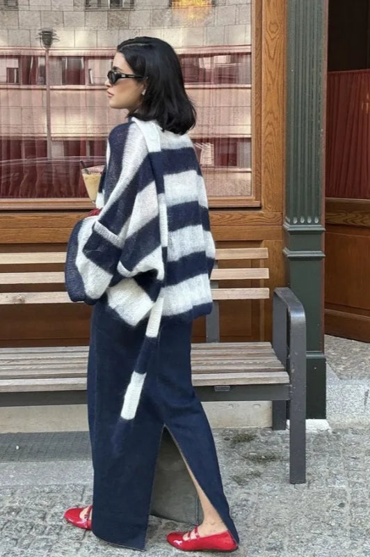 VNeck Patchwork Knit Cardigan