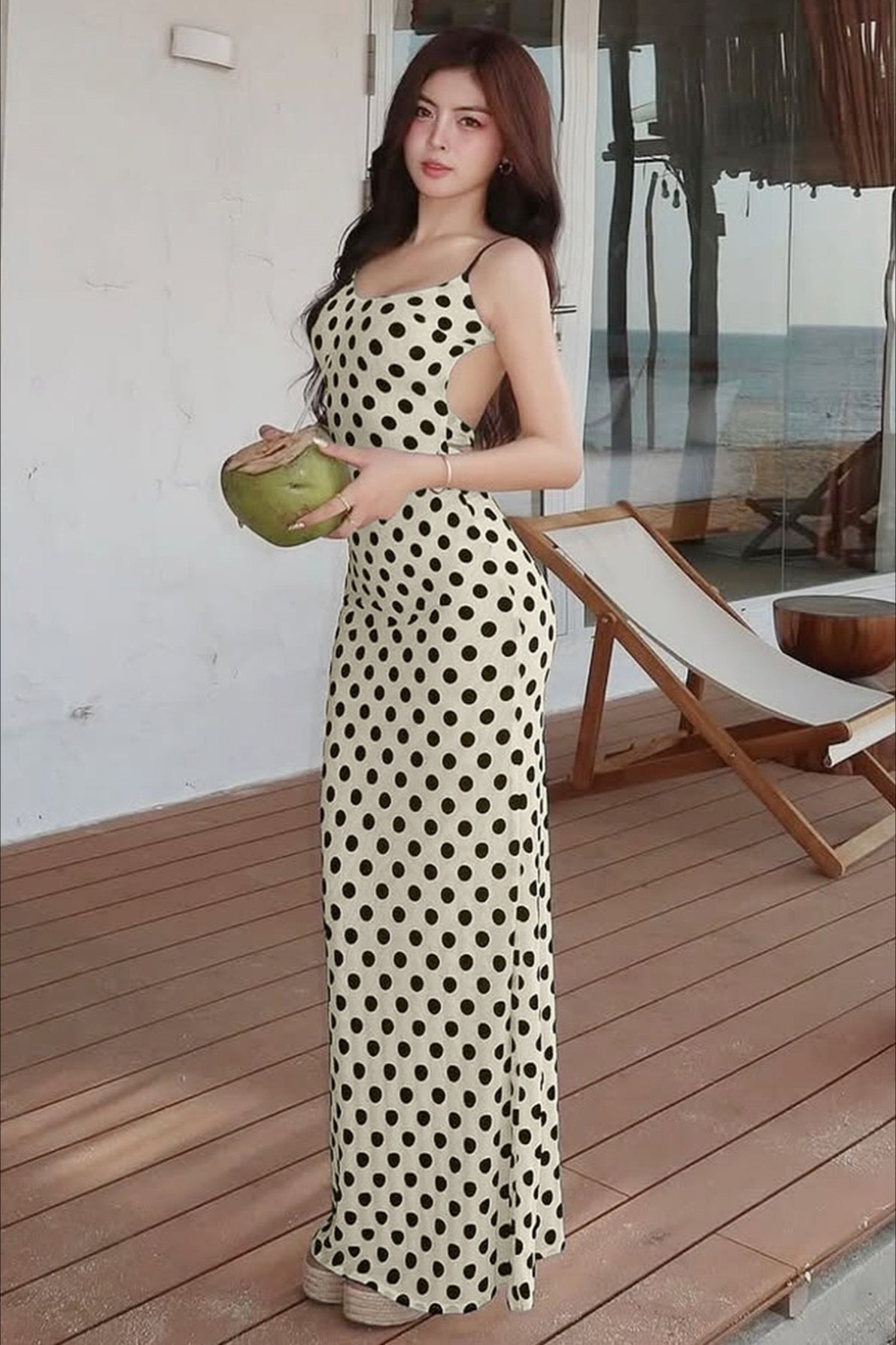Retro Dotted Sexy Backless Slip Dress