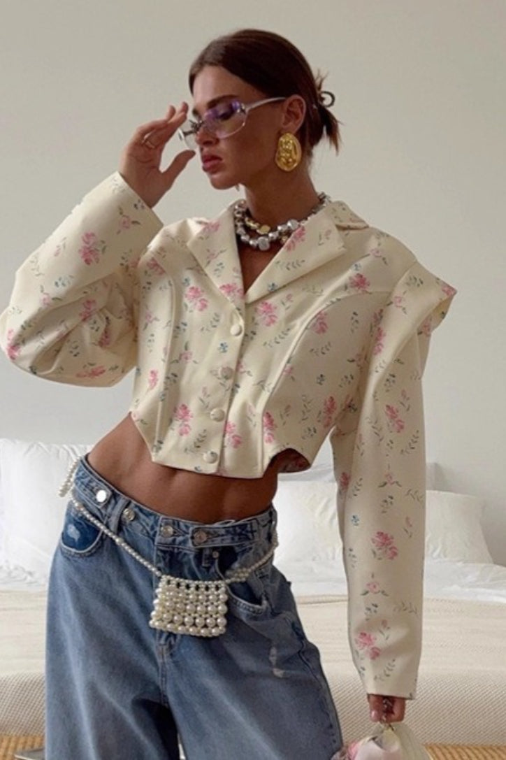 Long Sleeve Printed Blazer Coat