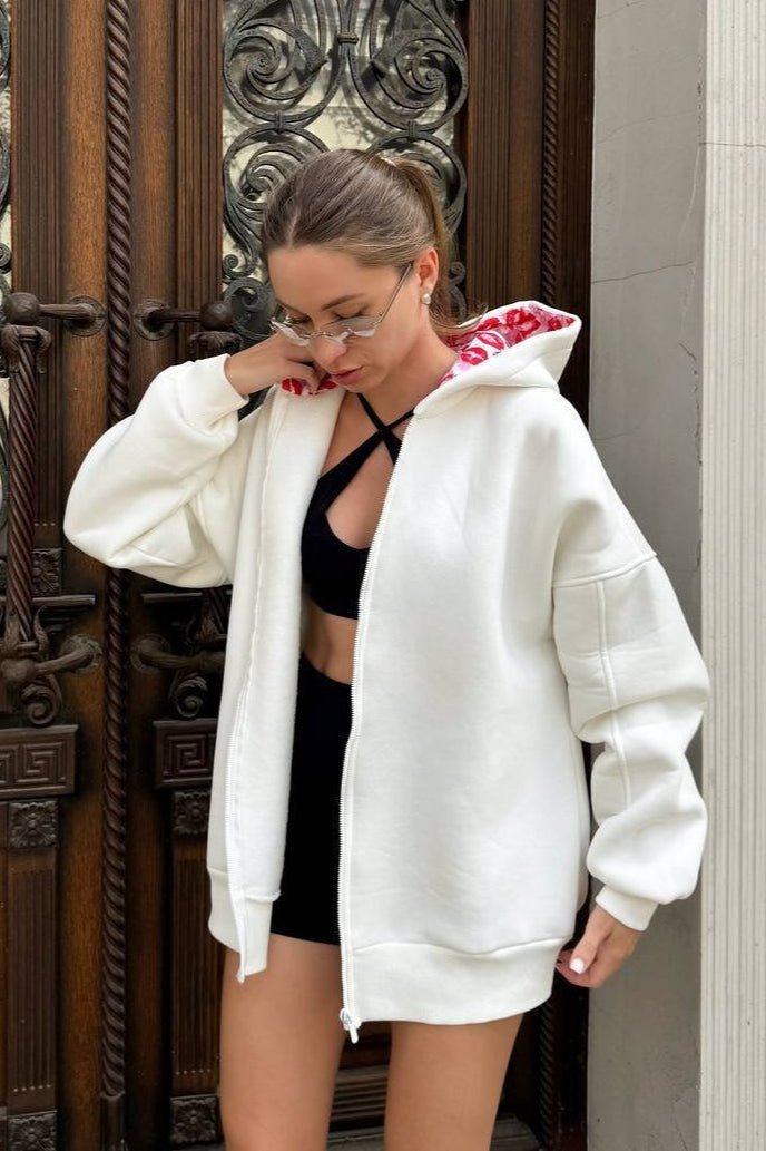 Oversized Boyfriend Lip Print Hoodie