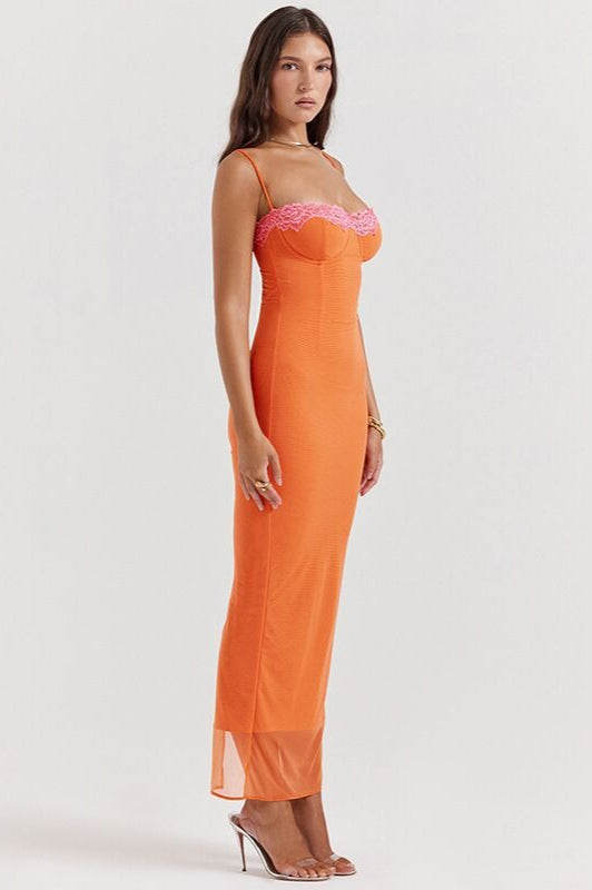 Surplice Lace Trim Slip Dress