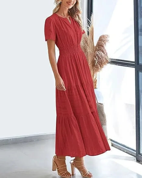 v-neck pleated puff sleeve dress black