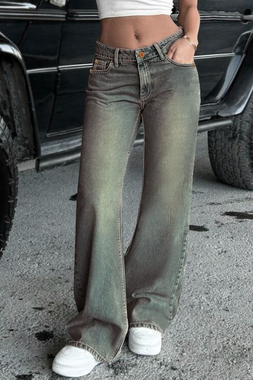 Distressed Washed Blue Jeans