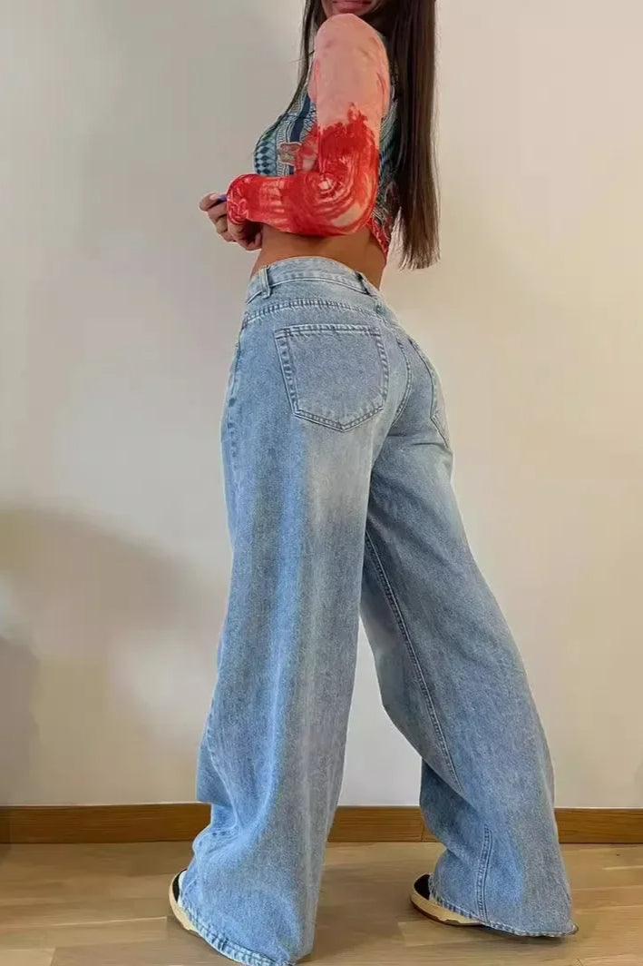 Retro High Waist WideLeg Jeans