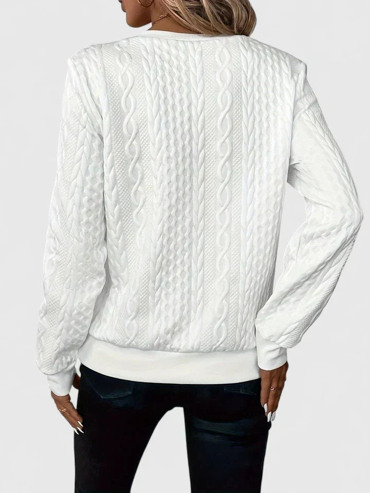 Quarter Zip Cable Knit Textured Long Sleeve Sweater