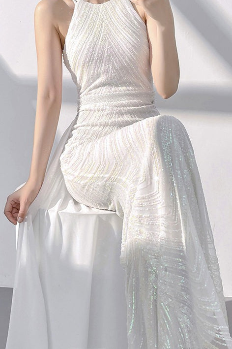 Halter Sequin Mermaid Maxi Dress 4