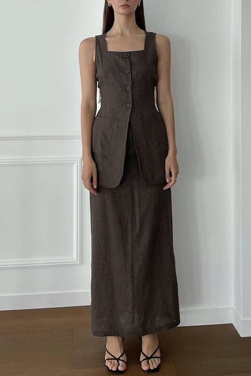 Sleeveless Vest Skirt Elegant Two Piece Work Set