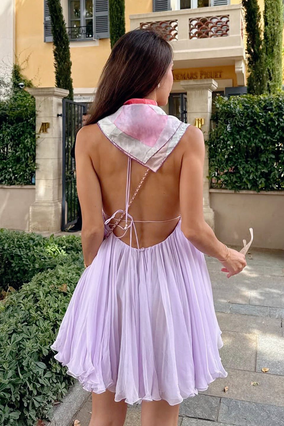 Tie Detail VNeck Puff Birthday Dress