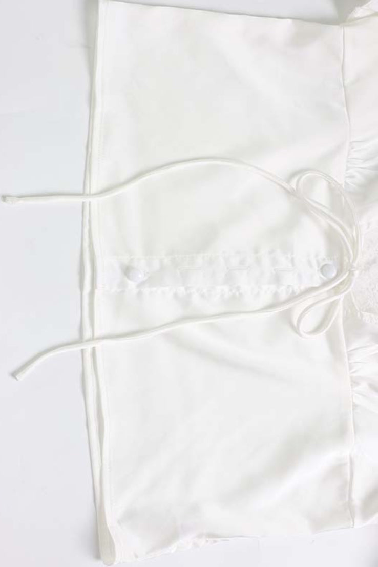 Lace Patchwork Tie Front Slim Fit Short Sleeve Tee