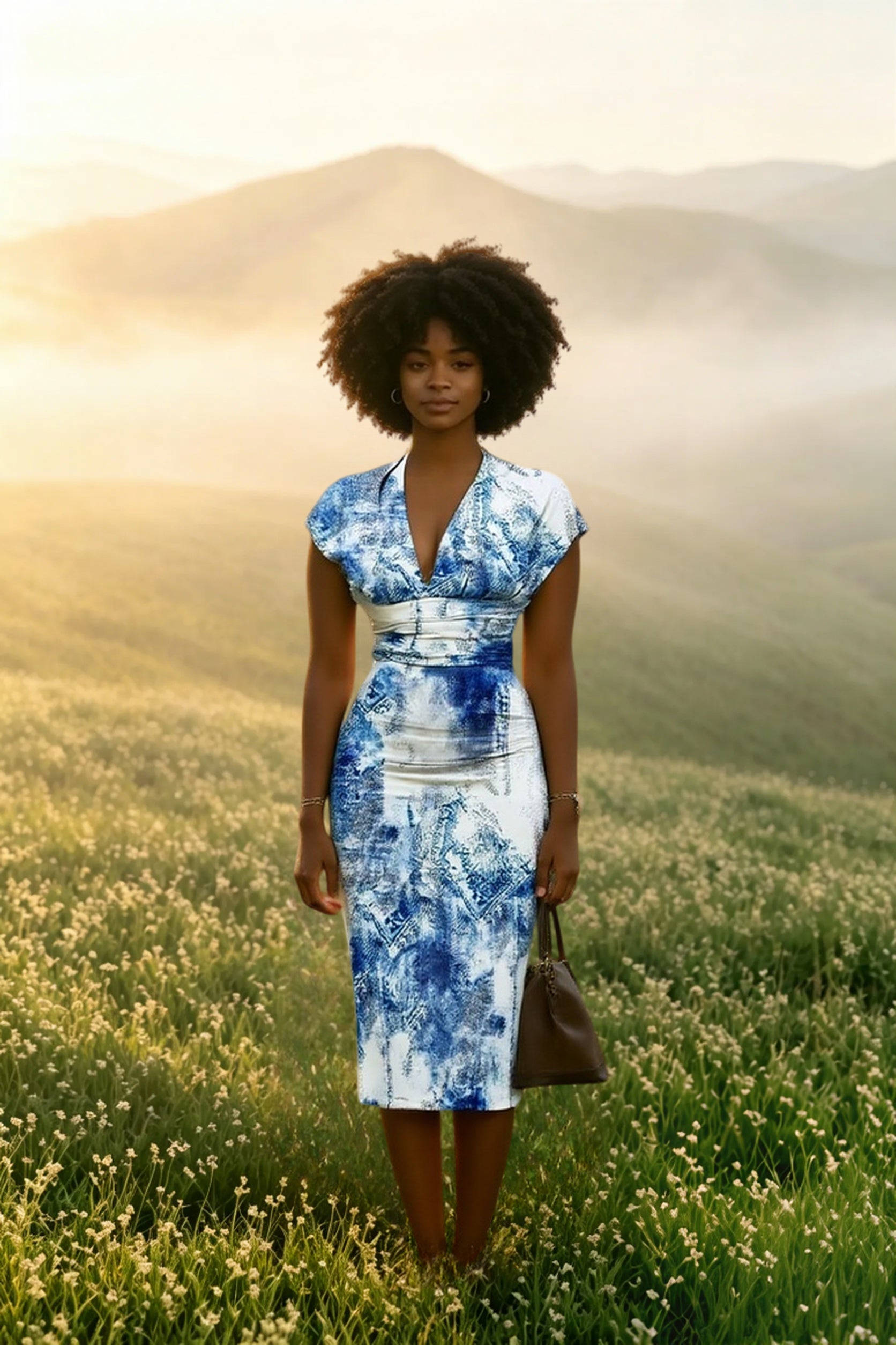 DressBetty - 2024 V Neck Sleeveless Wrap Dress Elegant Plaid Midi Dress