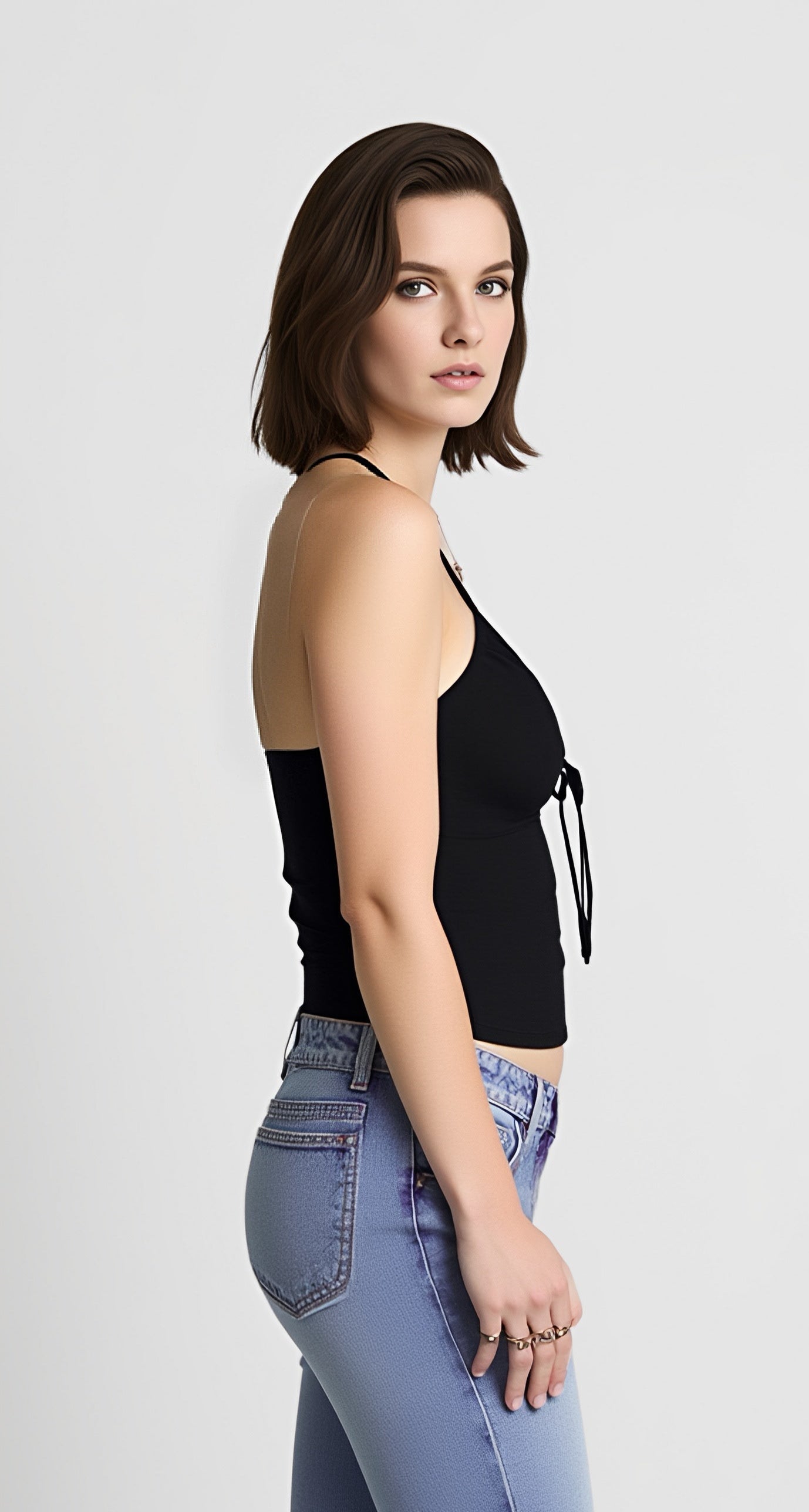 Bow back halter neck cami top