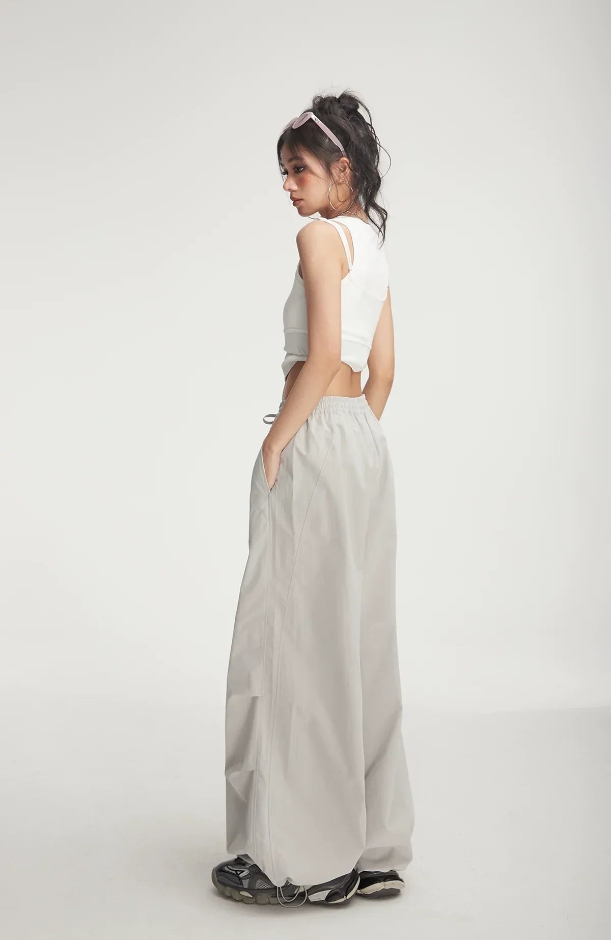 Balloon Drawstring Palazzo Pants