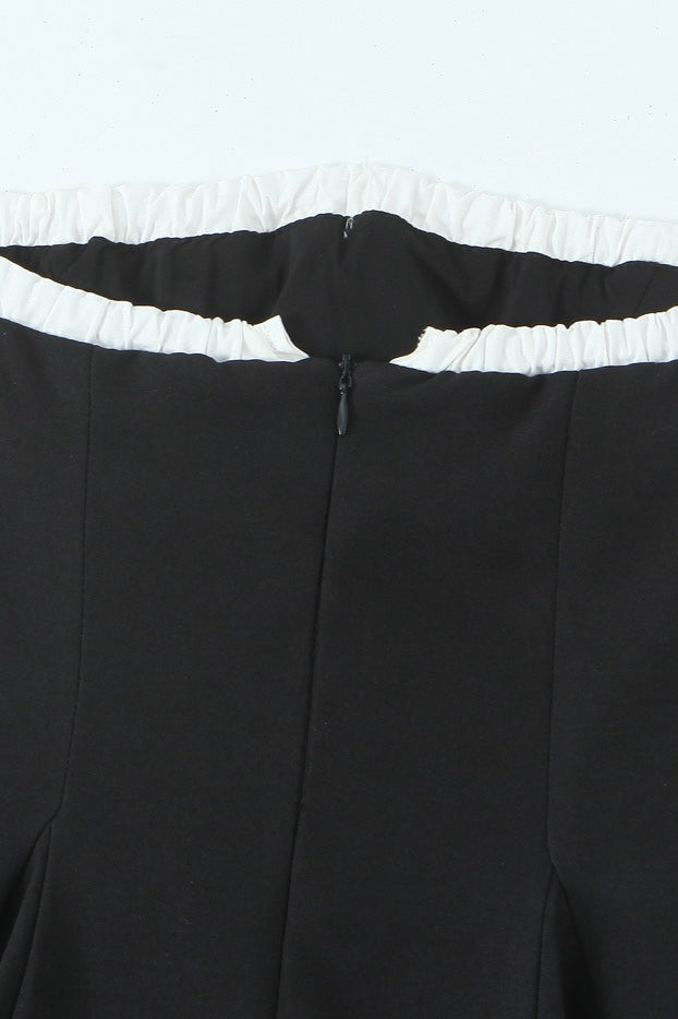 Black Contrast Bustier Lace-up Back Dress 5