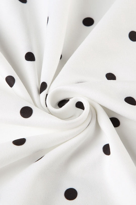 White Polka Dot Lace V-Neck Bodycon Maxi Dress 4