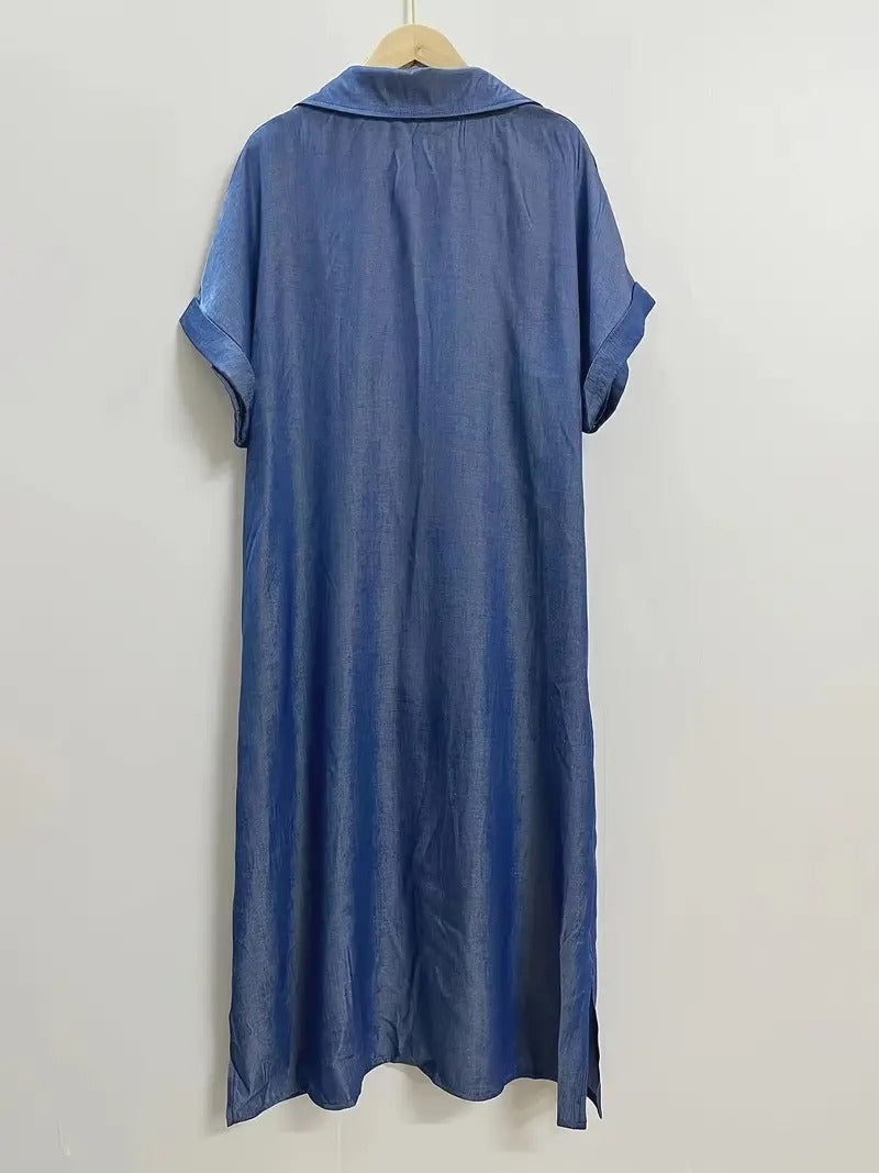 Carina Chic Denim Dress Batwing Sleeves Designer Edit