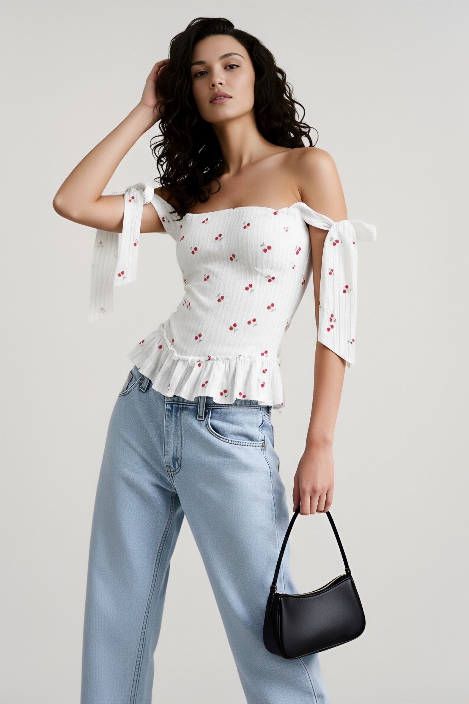 Print jacquard waist cami top