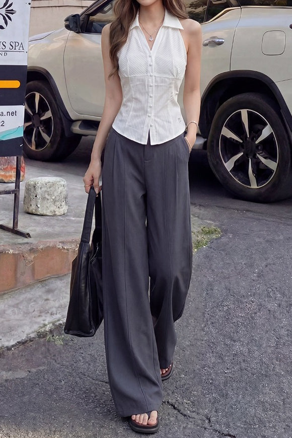 Linen Tailored Relaxed Straight Leg Pants