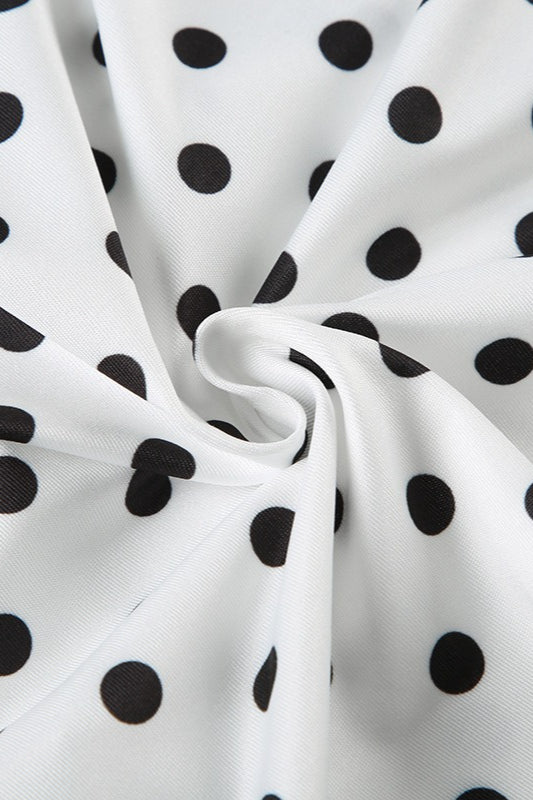 Polka Dot Contrast V Neck Sleeveless Crop Top
