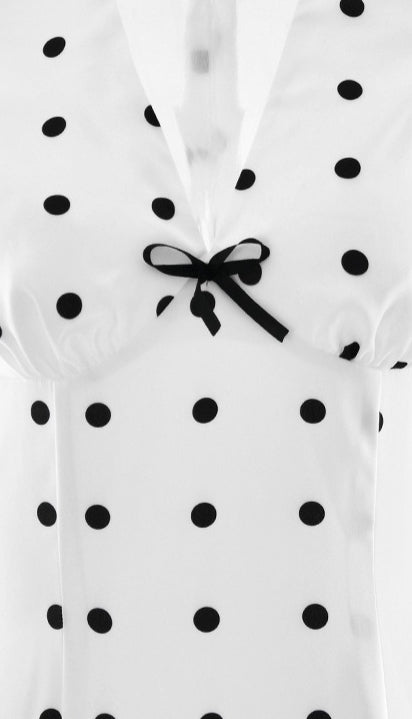 White Polka Dot V-Neck Bodycon Maxi Dress 4