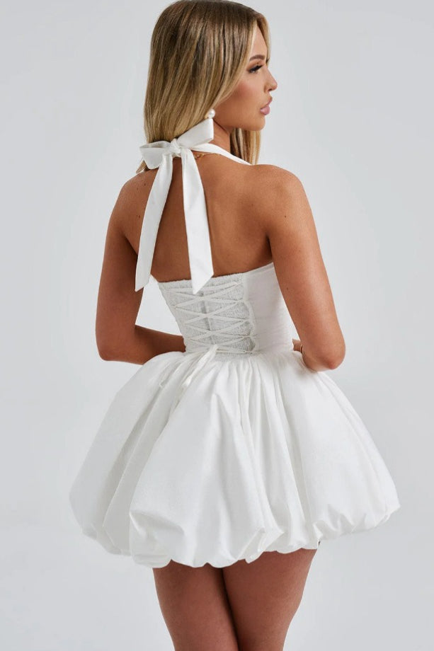 Halter Tie Bow Puffy Tulle Hem Mini Dress 19