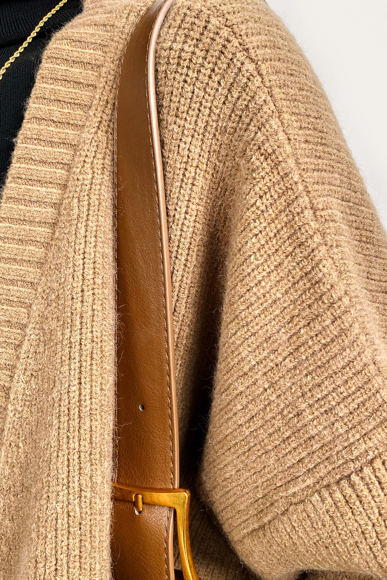 Brown Oversized Button Front Ribbed Knit Cardigan