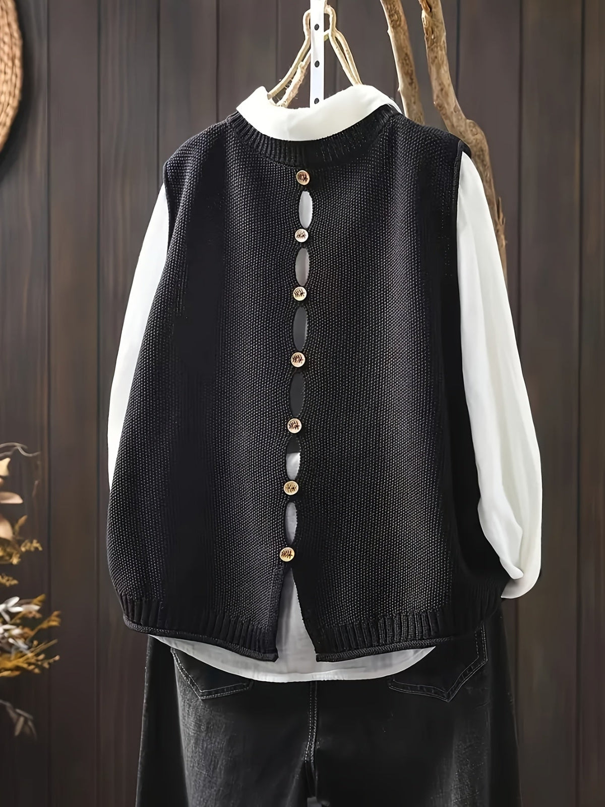 Round Neck Sleeveless Ribbed Knit Sweater Vest