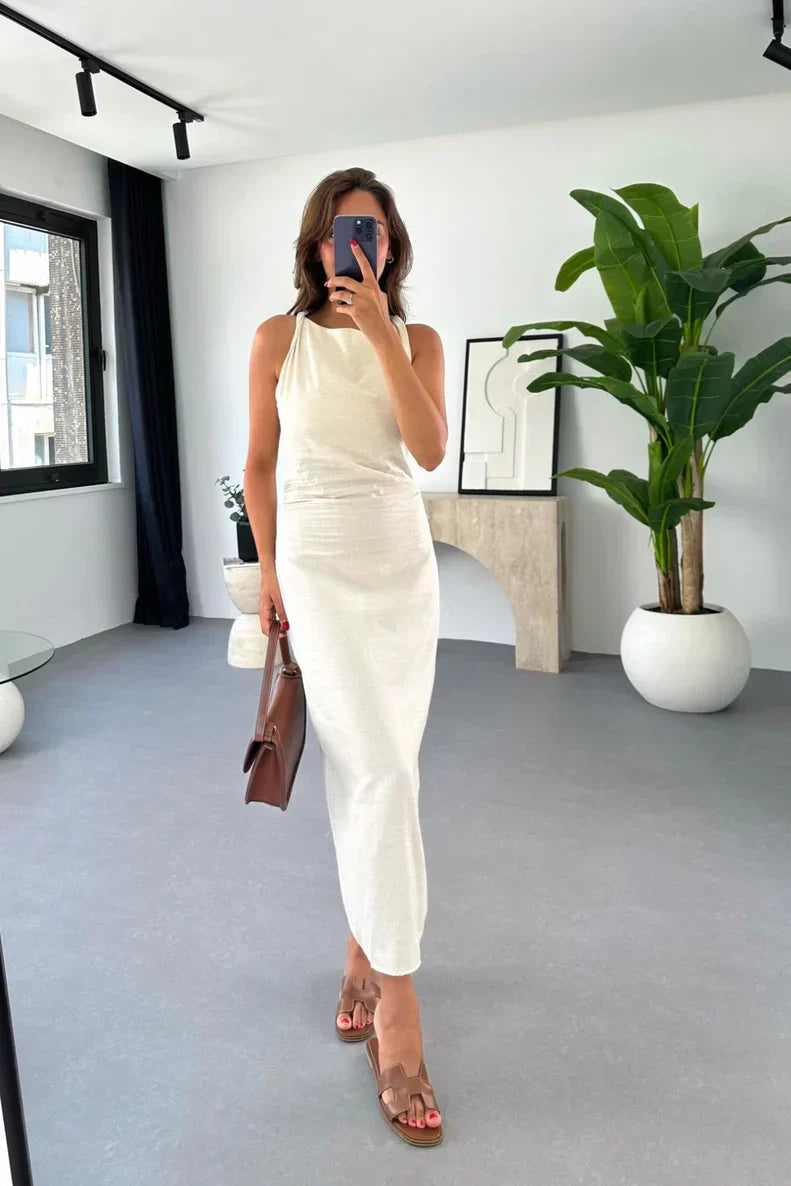 Alexandra Minimalist Sleeveless Midi Dresses Statement Occasion Edit