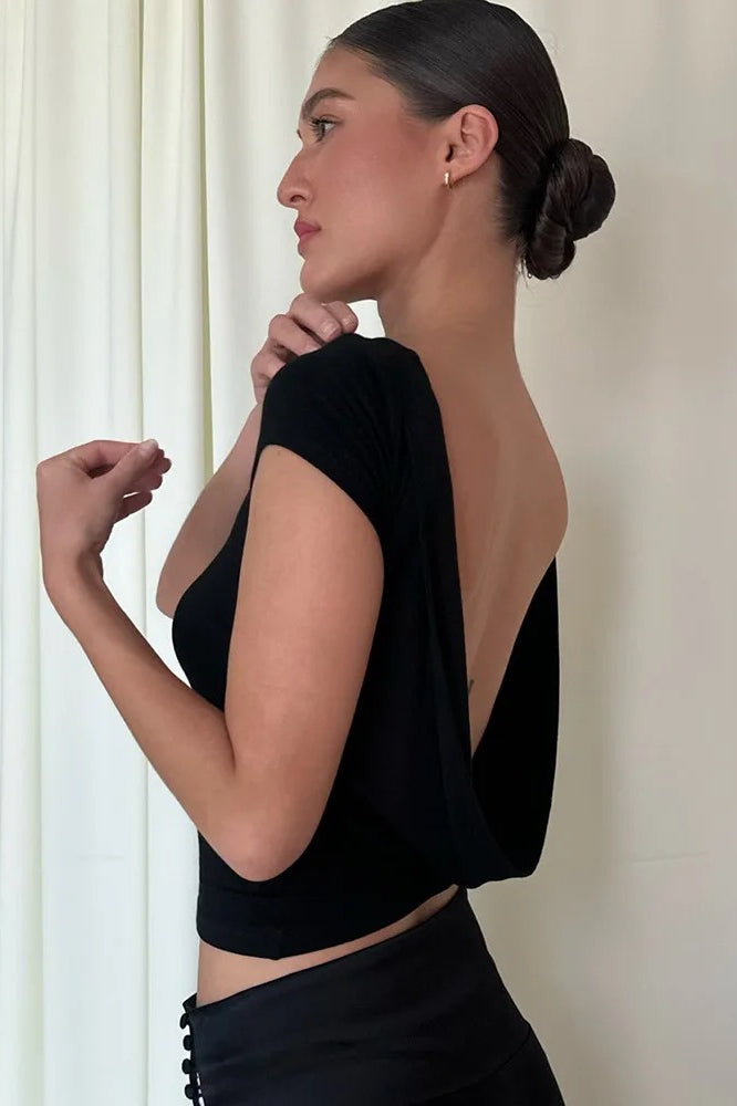 ONeck Backless Ruched Crop Top