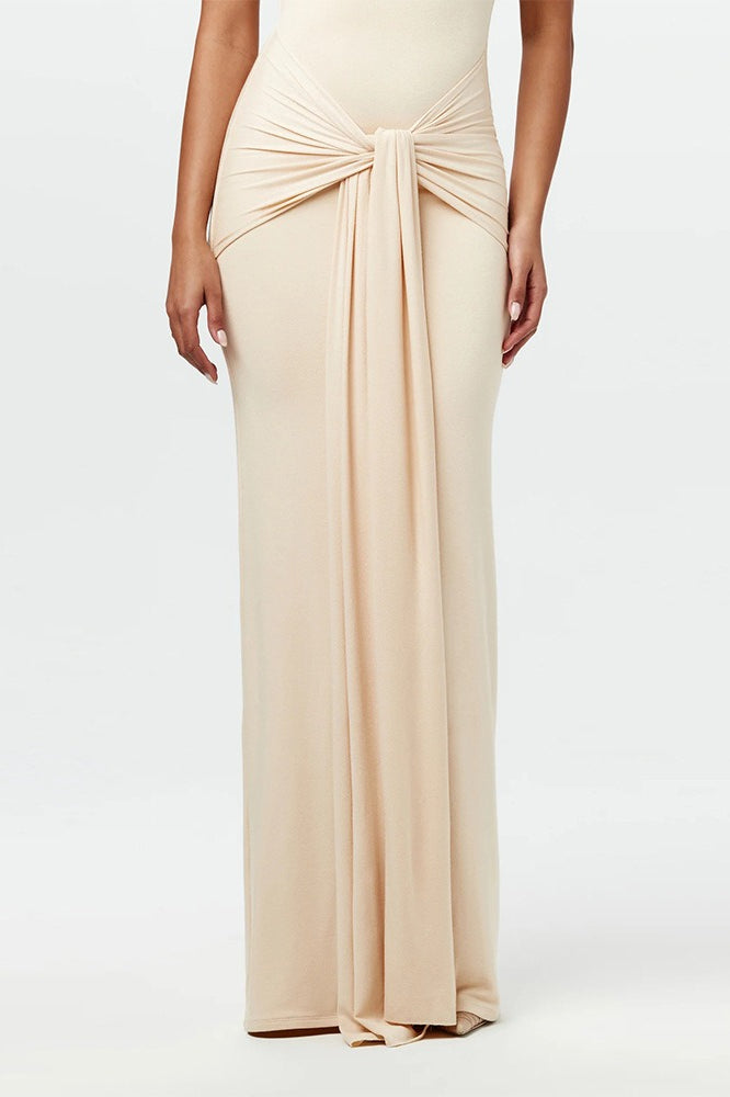 Solid Crew Neck Sleeveless Tie Bodycon Party Dress