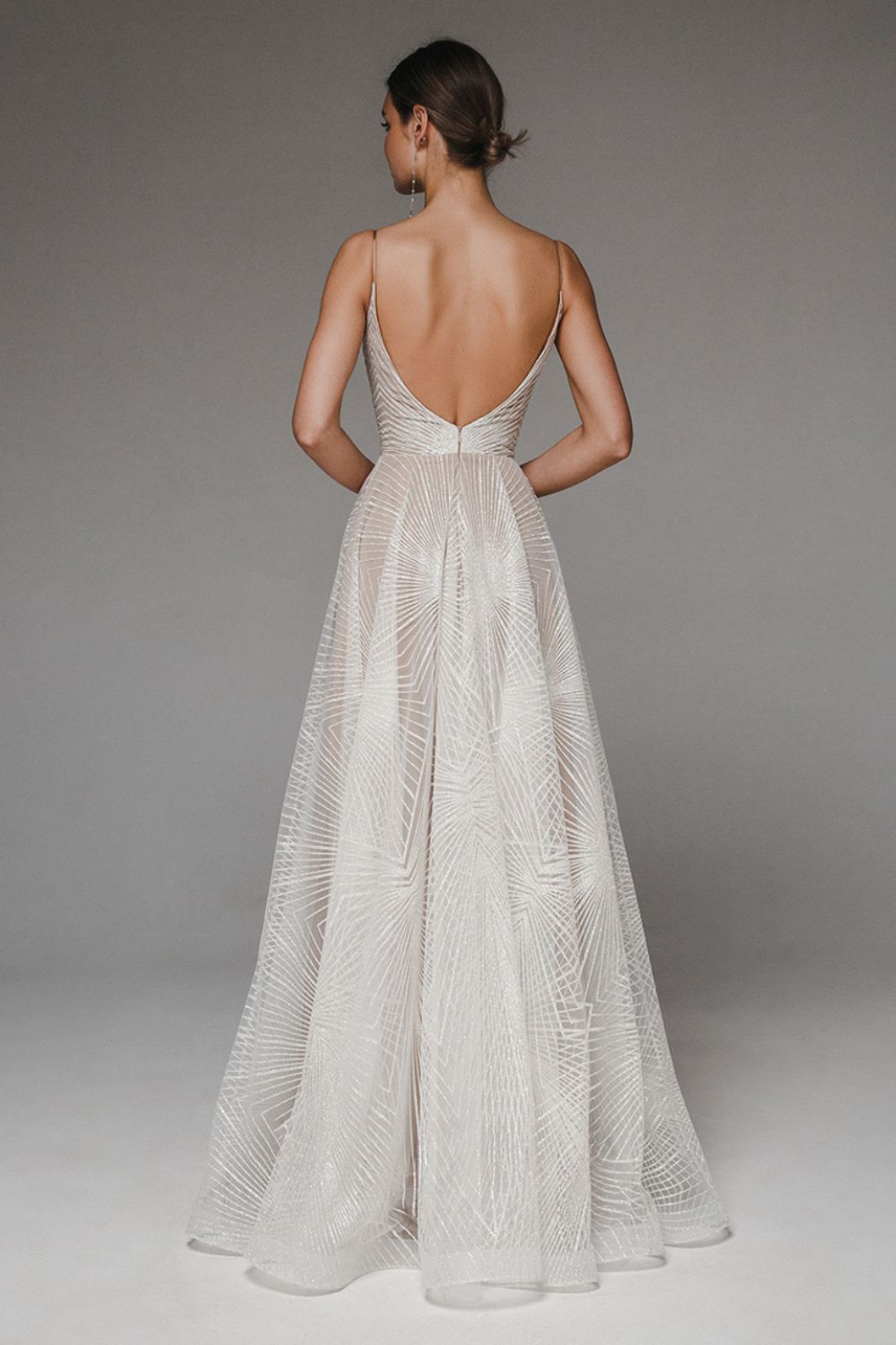 Spaghetti Strap Glitter Embellished A-Line Maxi Gown 4