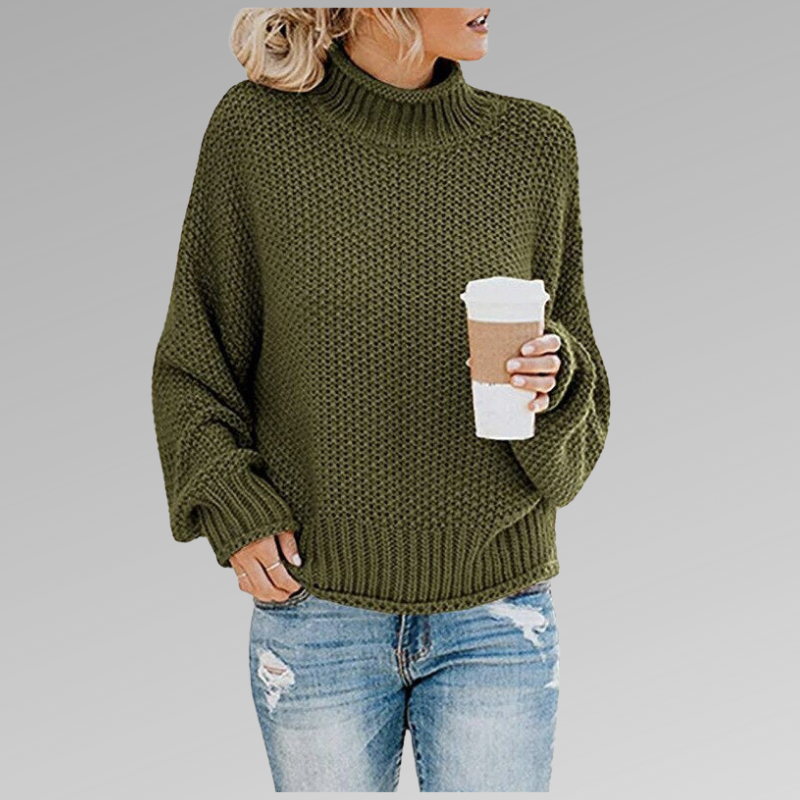 Turtleneck Chunky Knit Drop Shoulder Oversized Sweater