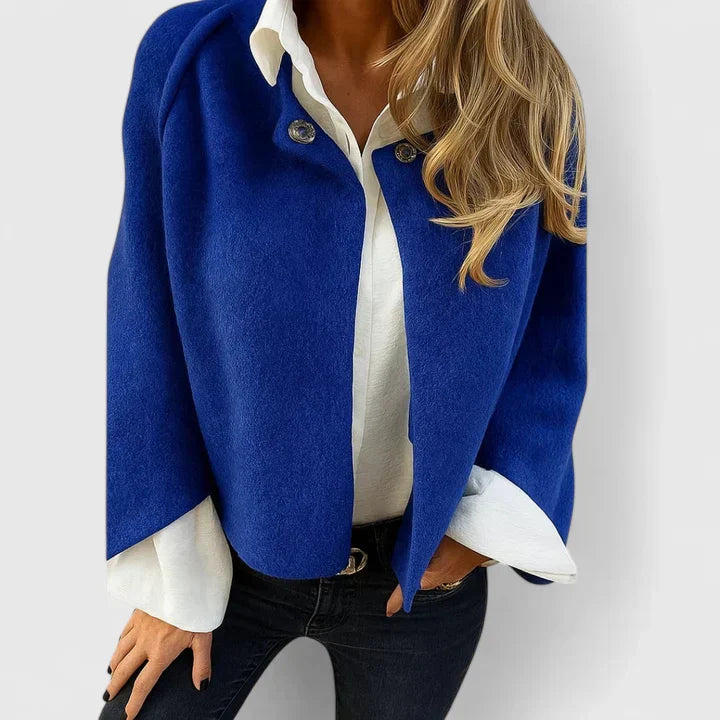 Button-Front Cropped Brushed Knit Long Sleeve Cardigan