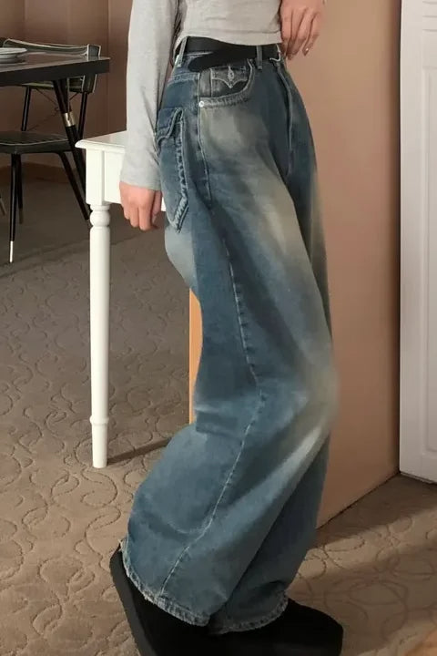 Retro High Waist WideLeg Jeans