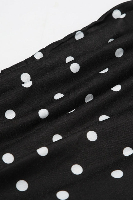 Polka Dot Color Block OffShoulder Crop Top