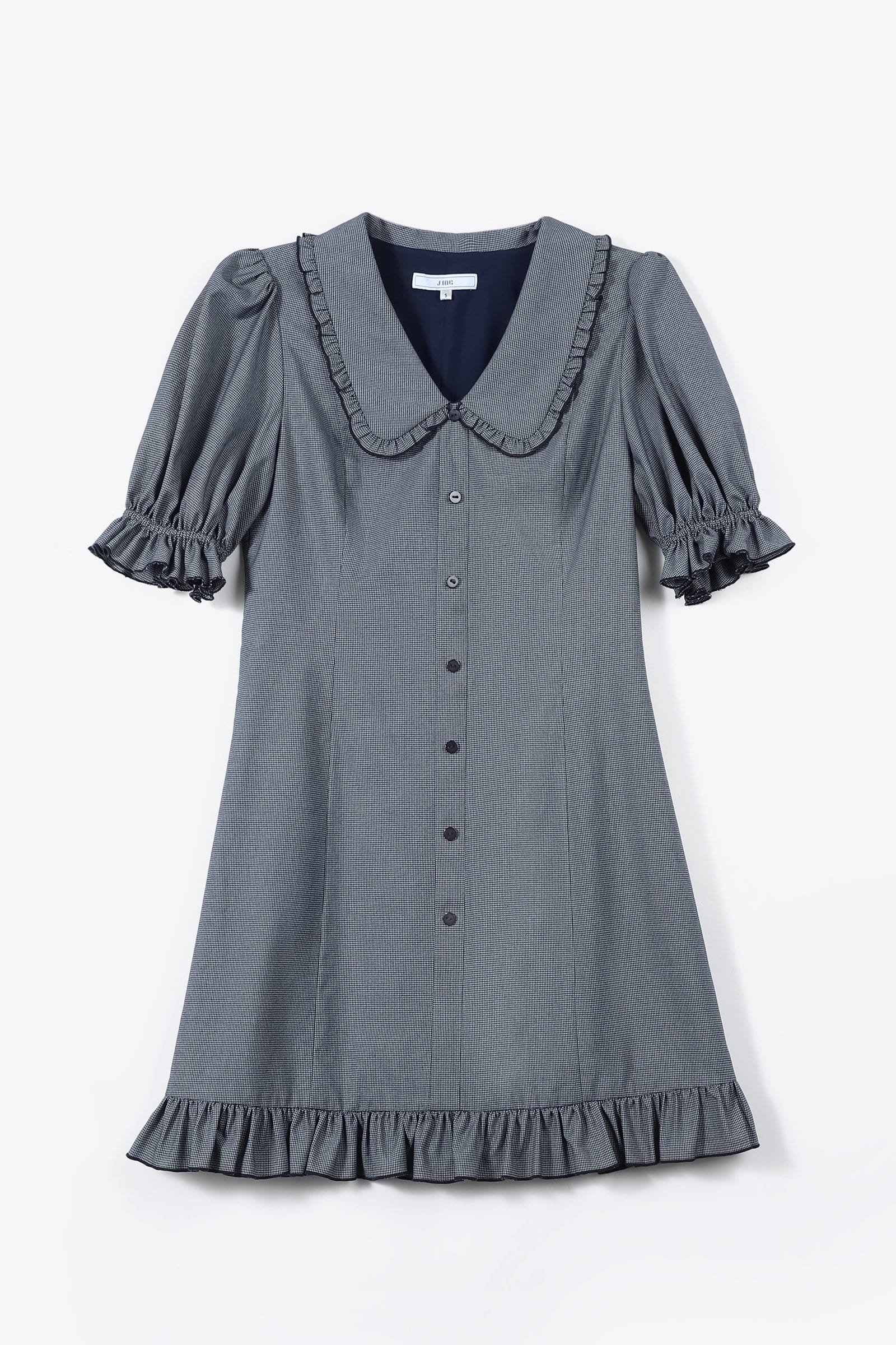Dark Blue Peter Pan Collar Button Up Mini Dress
