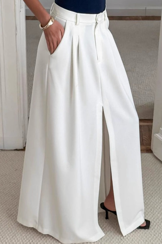 High-Waist Split A-Line Skirt