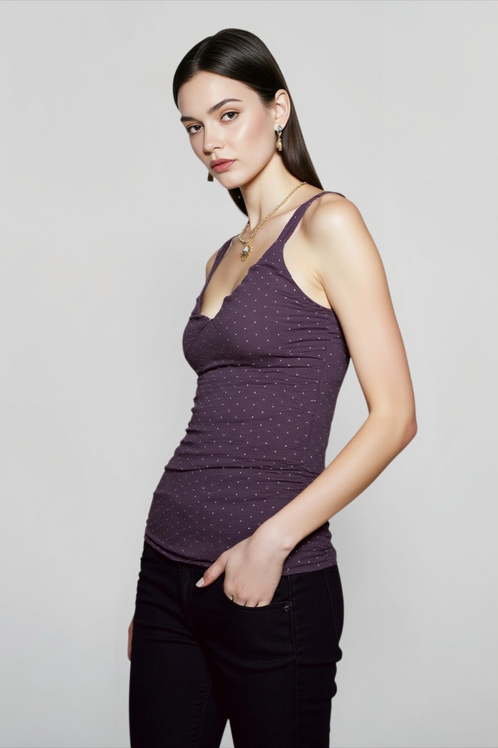 Slim fit polka dot cami top