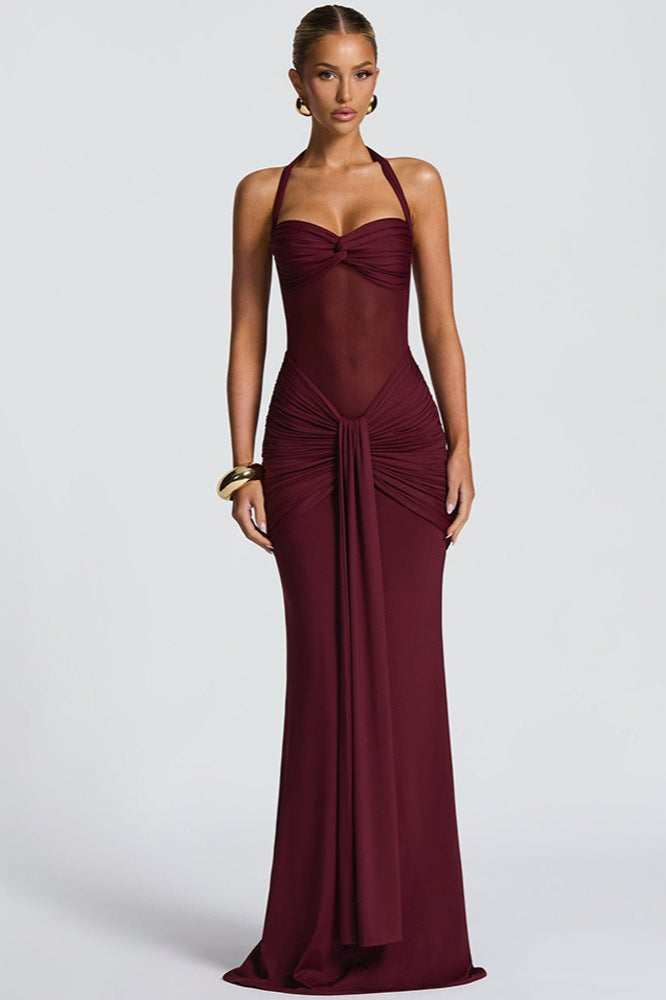 Mesh Panel Sash Maxi Dress 6