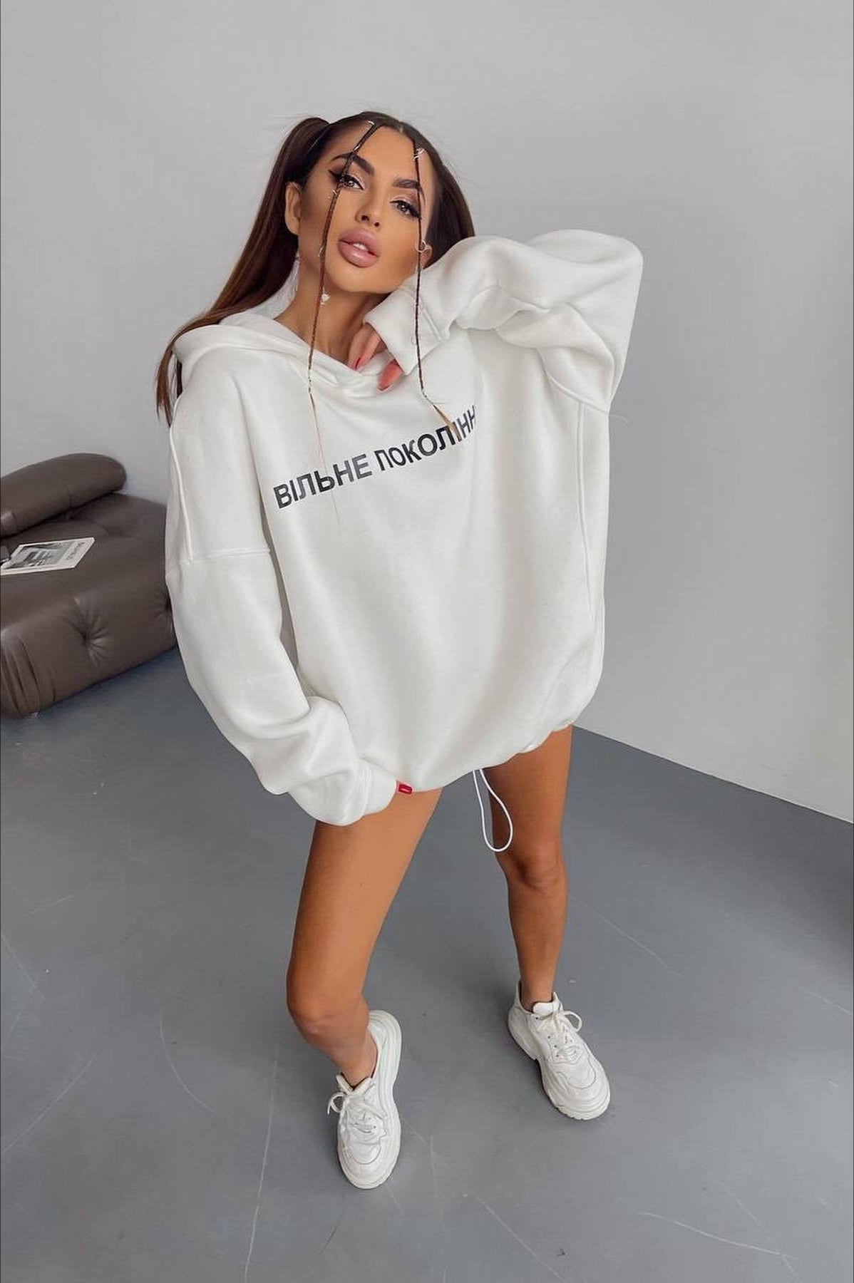 Oversized Long Sleeve Letter Print Hoodie
