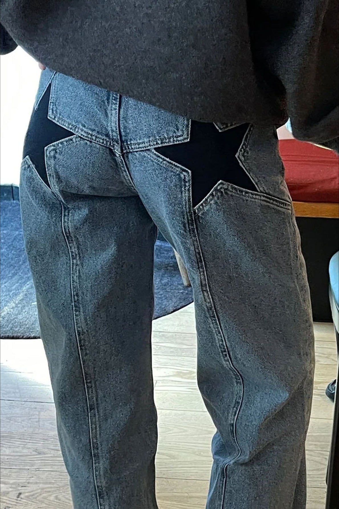 Contrast Patchwork Y2K Retro Star Back Casual Jeans