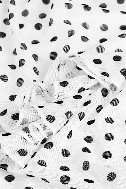 White Polka Dot Backless Cami Mesh Maxi Dress 5
