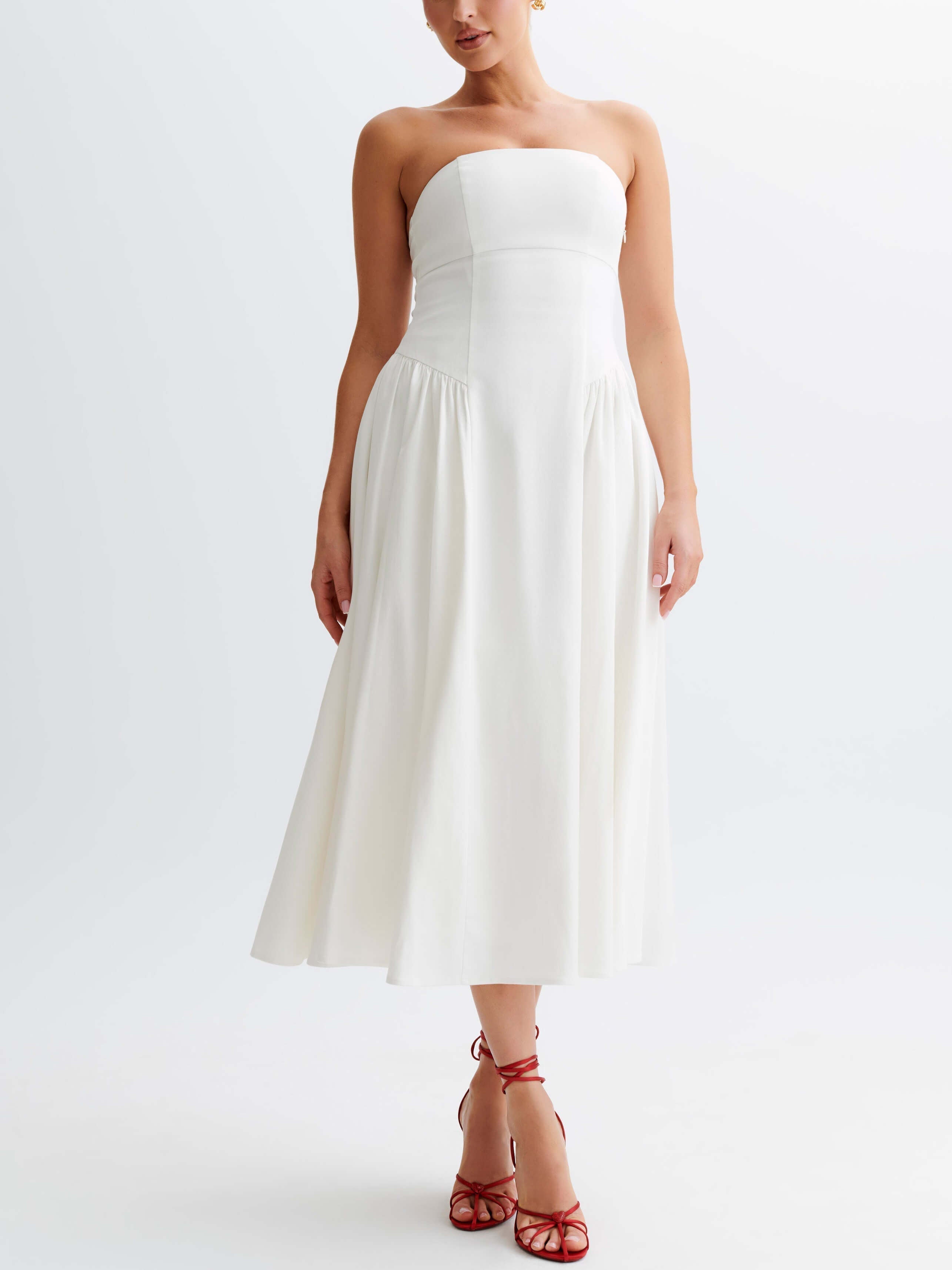 Tube Top Stylish Pleated Midi Dress White / S Dresses