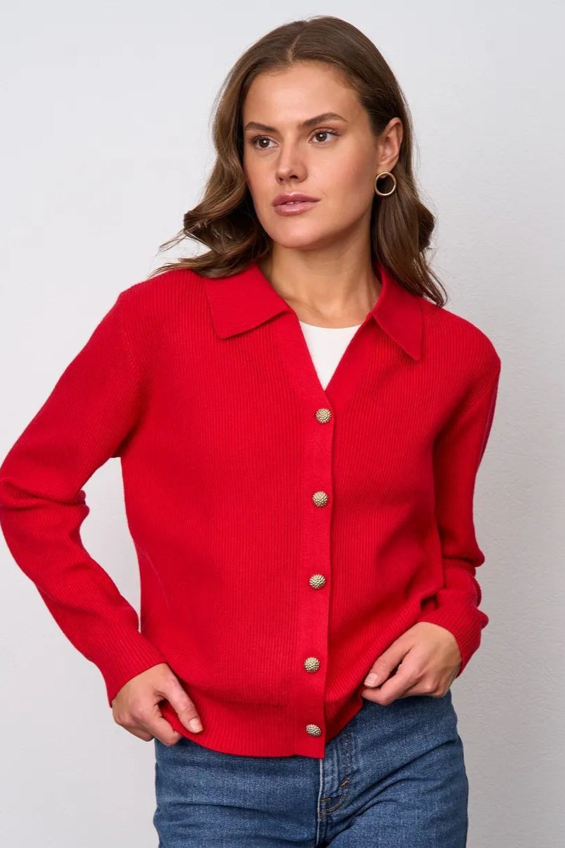 Single Button VNeck Knit Sweater