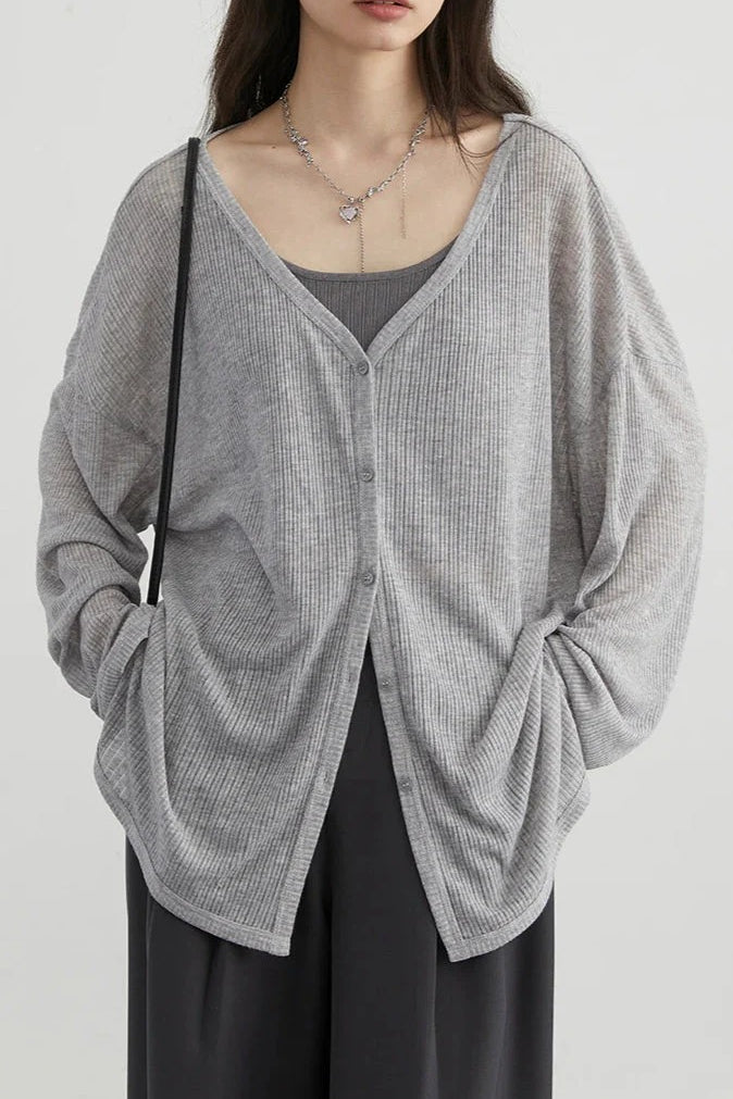 Lightweight VNeck Knit Cardigan
