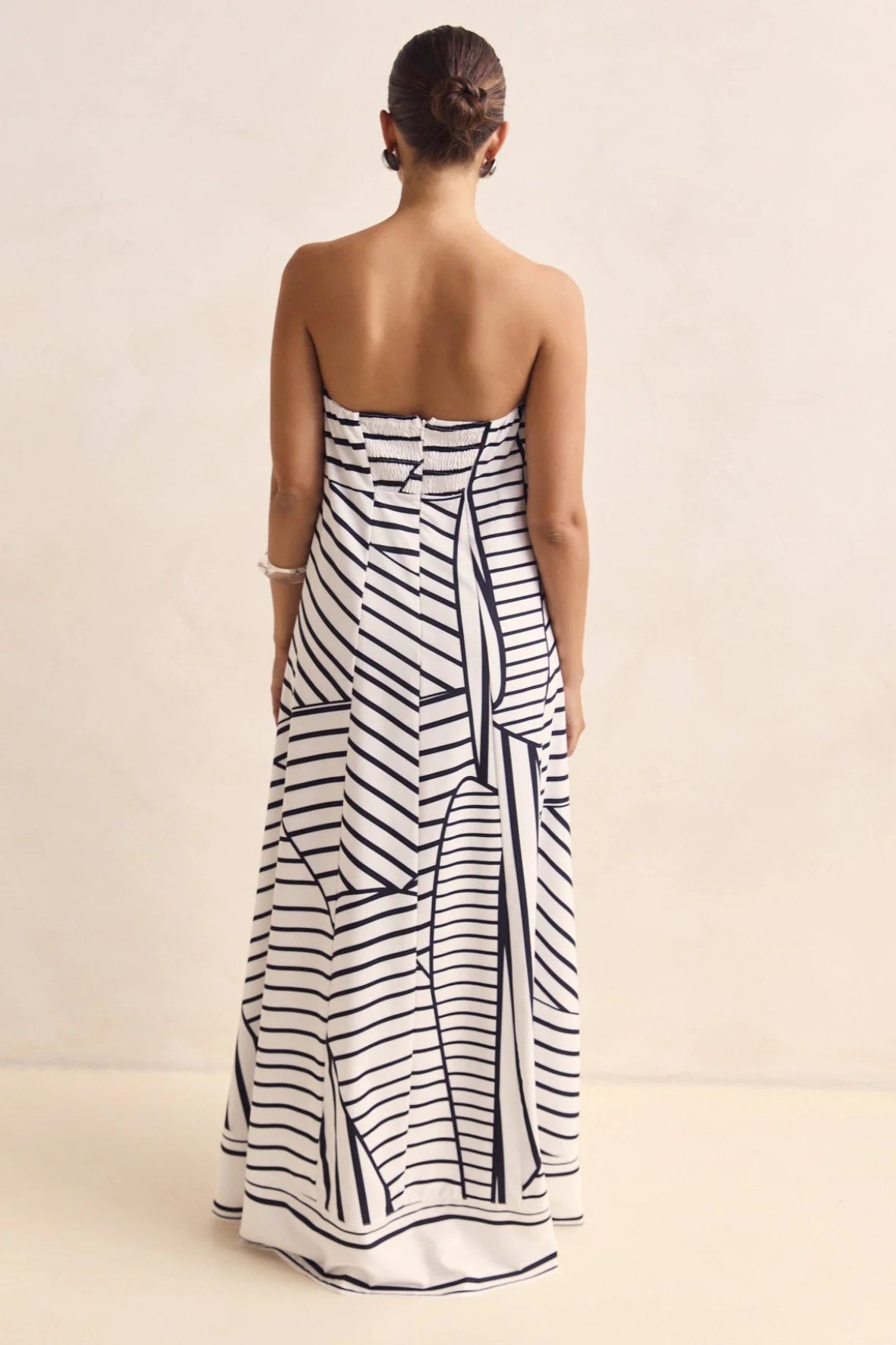 Strapless Contrast Band Hem A-Line Maxi Dress 12