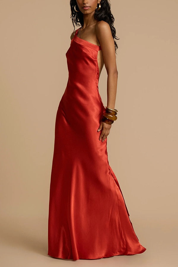 Satin One Shoulder Bodycon Dress 11
