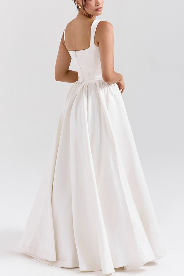 Kara Premium Wide Straps, Corset, Solid Color Maxi Dresses, White Statement Occasion Edit